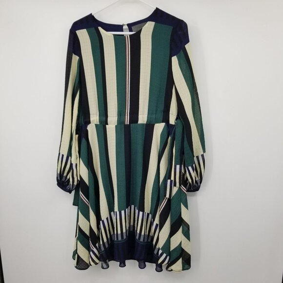 Anthropologie Sunday in Brooklyn Leger Striped Long Sleeved Dress XS Boho Artsy - Picture 1 of 11